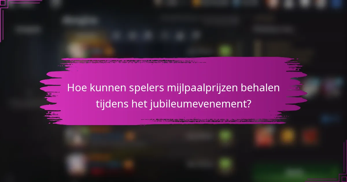 Hoe kunnen spelers mijlpaalprijzen behalen tijdens het jubileumevenement?